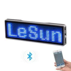 Rechargeable Bluetooth Digital LED Name Tag, DIY Programmable Scrolling Message Badge With Mini LED Display blue