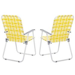 Folding Web Chair, Lightweight Beach, Lawn & Patio Chairs With Webbed Strap Design, Portable Outdoor Seating yellow