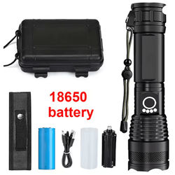 High Power Rechargeable Tactical Flashlight With Telescopic Zoom For Camping And Outdoor Use 18650 Battery Box