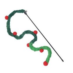 Colorful Christmas Cat Teaser Wand Interactive Toy For Fun Felines | Feathered Caterpillar Design Pet Supplies Green