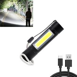 Powerful Mini LED Flashlight Power Bank: Waterproof Ultra Bright Torch Lamp USB Rechargeable For Outdoor Camping Black B(8.5cm) USB Charging