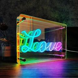 3D LED Neon Mirror Light For Gaming Bedroom And Party Atmosphere Decor love Neon Light