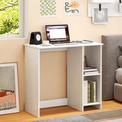 31.5 Inch Modern Home Office Desk With 2 Compartments, Compact Computer Table With Storage Shelves, Small Writing Desk 31.5 Inch Modern Home Office Desk With 2 Compartments, Compact Computer Table With Storage Shelves, Small Writing Desk