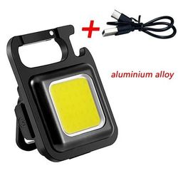 Multifunctional Mini LED Work Light: Portable Pocket Flashlight Keychain USB Rechargeable Outdoor Camping Essential aluminium Alloy