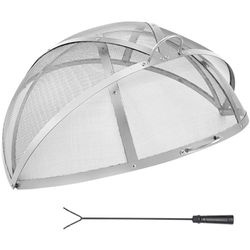 Stainless Steel Fire Pit Spark Screen Cover, Round Wood Burning Mesh Lid With Handles For Outdoor Safety Stainless Steel Fire Pit Spark Screen Cover, Round Wood Burning Mesh Lid With Handles For Outdoor Safety