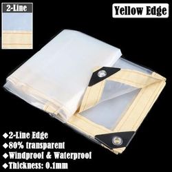 0.1mm Transparent Tarpaulin For Outdoor Gazebo, Pergola, Window | Windproof & Waterproof Garden Awning Canvas 1x1m Yellow Edge