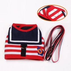 Navy Style Pet Dog Clothes & Leash Set For Small Medium Dogs S 4