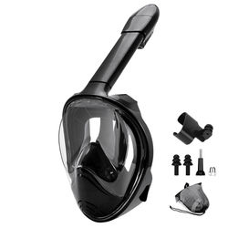 Full Face Snorkel Mask With Wide View And Camera Mount allblack s m