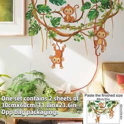 Safari Jungle Woodland Animals Wall Decals For Nursery Kids Bedroom Decor 3 Monkey