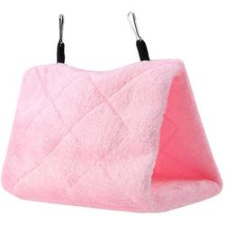 Soft & Warm Plush Parrot Hanging Cave Swing Toy: Cozy Nest For Pet Birds Pink