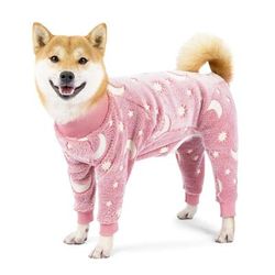 Flannel Dog Pajamas: Bone Moon Pattern, Warm Jumpsuits For Medium To Large Dogs S 2