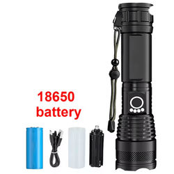 High Power Rechargeable Tactical Flashlight With Telescopic Zoom For Camping And Outdoor Use 18650 Battery
