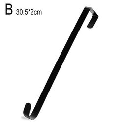Wreath Hanger: Space Saving Carbon Steel Hook For Door Clamps Holiday Decor Holder, Thin Metal Hook For Garland 38x2CM BLACK