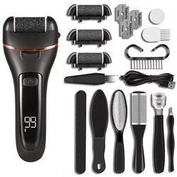 Electric Foot File Callus Remover Rechargeable Pedicure Tool black set