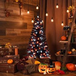 Black Artificial Halloween Tree With Ghost & Pumpkin Lights, Interactive Music & Light Show Black Artificial Halloween Tree With Ghost & Pumpkin Lights, Interactive Music & Light Show