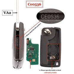 2 Button Remote Car Key Fob Replacement With 434Mhz Frequency ask peugeot va2 Ce0536