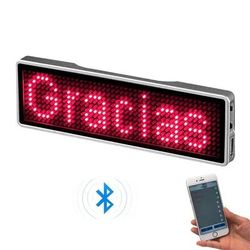 Rechargeable Bluetooth Digital LED Name Tag, DIY Programmable Scrolling Message Badge With Mini LED Display red