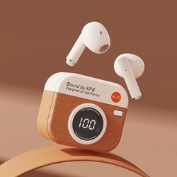 TWS Wireless Earbuds With LED Display, Bluetooth 5.4 Earphones, 36H Playtime, Built in Mic, IPX5 Sweatproof For Sports khaki