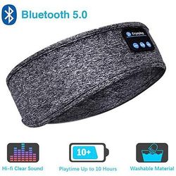 Wireless Bluetooth 5.0 Sports Sleeping Headband With Active Noise Cancellation, Elastic Wireless Headphones With Volume gray