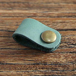 Leather Earbud Holder Organizer Green