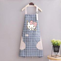 Kawaii Hello Kitty Apron Sleeve Set: Waterproof & Oilproof Anime Cartoon Print Fashionable Kitchen Household Item, Ide a1