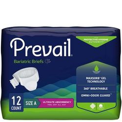 Prevail Bariatric Unisex Adult Incontinence Brief Bariatric Size A Disposable Heavy Absorbency (653235_CS)