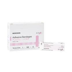 McKesson Adhesive Strip 3/4 X 3 Inch Plastic Rectangle Pink Sterile (1055594_CS)