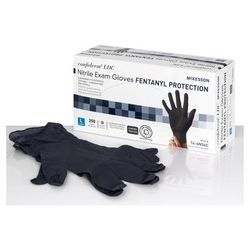 McKesson Confiderm LDC Exam Glove Large NonSterile Nitrile Standard Cuff Length Fully Textured Black Chemo Tested / Fentanyl Tested (1159335_CS)