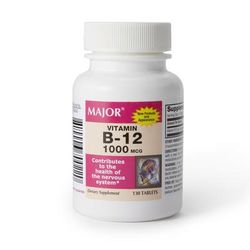 Major Vitamin Supplement Vitamin B12 1,000 mcg Strength Tablet 130 per Bottle (1137786_BT)