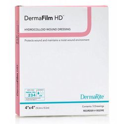 DermaFilm HD Hydrocolloid Dressing Film Backing 4 X 4 Inch Square Hydrocolloid / Film (584130_BX)