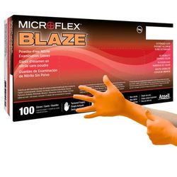 MICROFLEX Blaze Exam Glove Small NonSterile Nitrile Standard Cuff Length Textured Fingertips Orange Not Rated (1083382_BX)