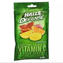 Halls Defense Vitamin C Supplement Ascorbic Acid 60 mg Strength Lozenge 30 per Bag Citrus Flavor (529174_BG)
