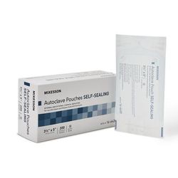McKesson Sterilization Pouch Ethylene Oxide (EO) Gas / Steam 3-1/2 X 5 Inch Transparent Blue / White Self Seal Paper / Film (960942_CS)