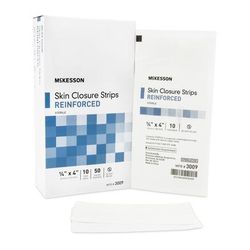 McKesson Skin Closure Strip 1/4 X 4 Inch Nonwoven Material Reinforced Strip White (876308_CS)