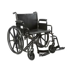 McKesson Bariatric Wheelchair Dual Axle Desk Length Arm Swing-Away Footrest Black Upholstery 22 Inch Seat Width Adult 450 lbs. Weight Capacity (106528