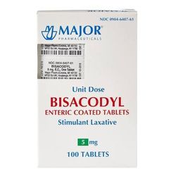 Major Laxative Tablet 100 per Bottle 5 mg Strength Bisacodyl USP (952191_BX)