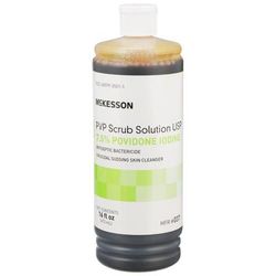 McKesson Surgical Scrub Solution 16 oz. Flip-Top Bottle 7.5% Strength Povidone-Iodine NonSterile (911741_CS)