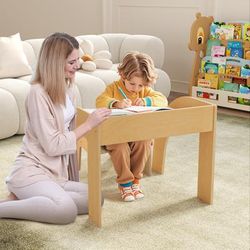 Kids Table And Chair Set With Wide Tabletop & Curved Edges For Kids Room, Sturdy & Spacious Kids Table And Chair Set With Wide Tabletop & Curved Edges For Kids Room, Sturdy & Spacious