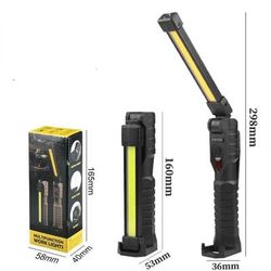 Folding COB XPE LED Work Light Handheld Flashlight USB Rechargeable Emergency Car Inspection Lamp Red SOS Strobe Torch black
