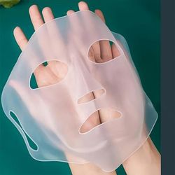 Silicone Facial Mask Cover, Reusable Anti Evaporation Moisturizing Fixing Tool white