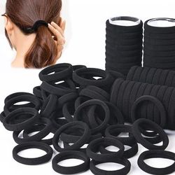 Black Hair Bands For Women Girls High Elastic Hair Ties Rubber Band Ponytail Holders Hairband Scrunchies Accessories 50pcs black