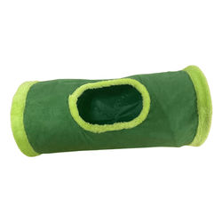 Collapsible Cat Winter Suede Tunnel Interactive 2 Way & 3 Way Play Chase Hide Tunnel For Puppy, Rabbit & Kitten short Tunnel Green