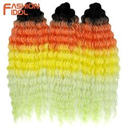Ariel Hair Water Wave Crochet Braids, Synthetic Twist Curly Hair Ombre Blonde Brown Deep Wave Braiding Hair Extensions tt hpd029 24inches 60cm