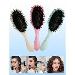 Oval Air Cushion Comb With Handle, Wheat Straw Styling Brush, Detangling Hair Brush For Professional Use beige