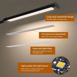 LED Clip On Desk Lamp With Clamp Dimmable USB Reading Light 40cm Height