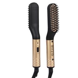 Portable 2 In 1 Hair Straightener Brush For Men, Beard Straightener, Hot Selling Salon Styling Tool For Daily Grooming gold