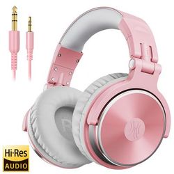 DJ Headphones Wired Studio Pro Headset With Mic HiFi Monitor Sound, Dual Cable Music Headphones For Phone, Laptop pro 10 pink