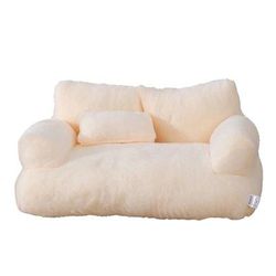 Luxury Cat Bed Sofa, Winter Warm Plush, Nest For Small And Medium Dogs And Cats Comfortable Pet Supplies beige small
