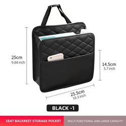 Multifunctional Car Seat Storage Bag Leather Storage Bag Garbage Bag Storage Bag Suitable For Most Car Models black 1pc