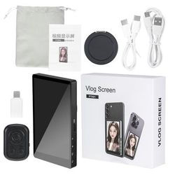 Wireless Magnetic Smartphone Monitor Screen, Vlog Live Stream Video Recording Tool For IPhone & Android Devices black